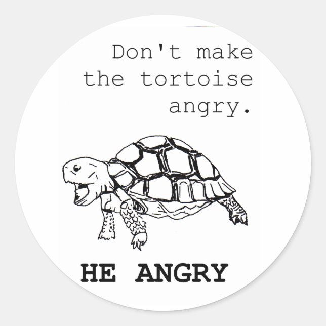 Angry Tortoise Zeichnend Runder Aufkleber (Vorderseite)