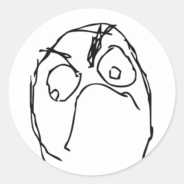 Angry Unhappy Meme Face Runder Aufkleber (Vorderseite)