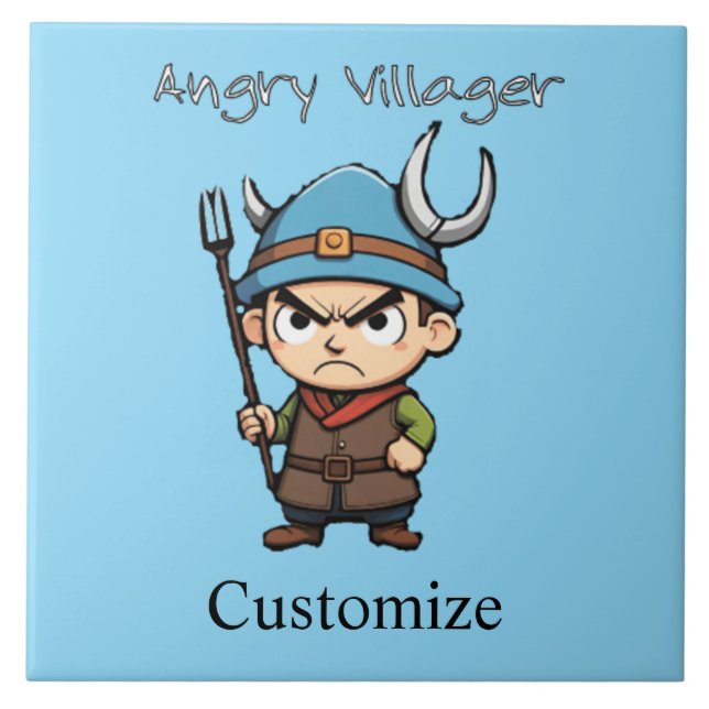 Angry Villager Pitchfork Thunder_Cove Fliese (Vorderseite)