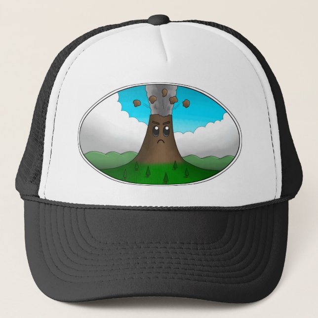 Angry Volcano Print Truckerkappe (Vorderseite)