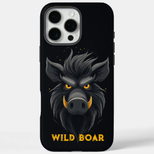Angry Wild Boar Black iPhone 16 Pro Max Hülle