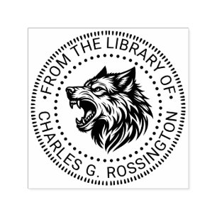 Angry Wolf Head Baring Teeth Library Name #2 Permastempel