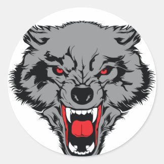 Angry Wolf Runder Aufkleber