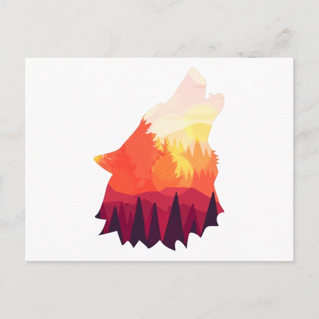 Angry Wolf zeichnend Postkarte (Vorderseite)