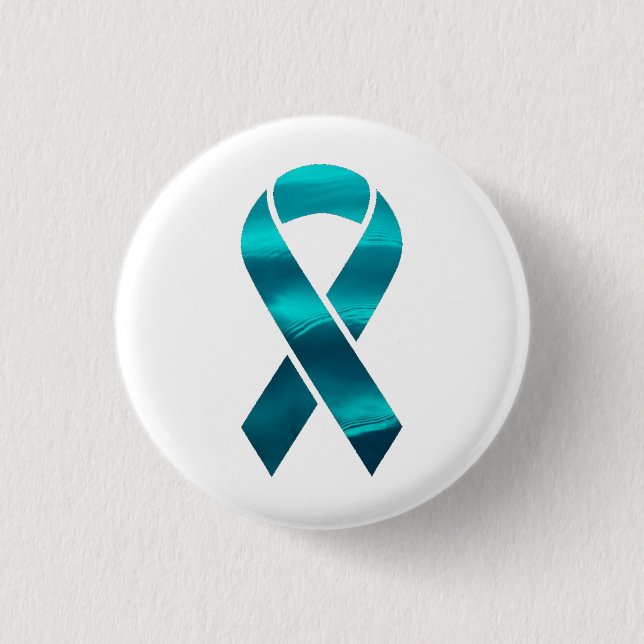 Angst-Bewusstseins-aquamarines Band Button (Vorderseite)