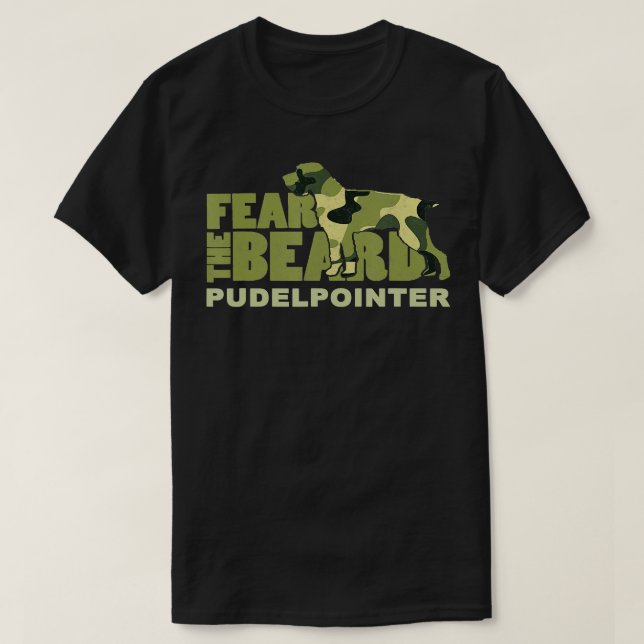 Angst der Bart Camouflage Pudelpointer Jagdhund T-Shirt (Design vorne)