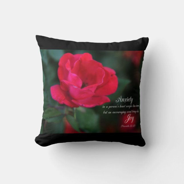 Angst - Freude von Sprichwörtern mit Rote Rose Kissen (Vorderseite)