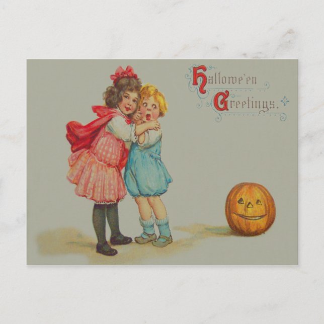Angst Kinder lächeln Jack O' Lantern Pumpkin Postkarte (Vorderseite)