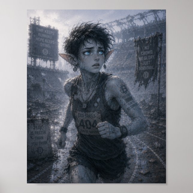 Angst / Läufer / Zerstörtes Stadion Poster (Vorne)