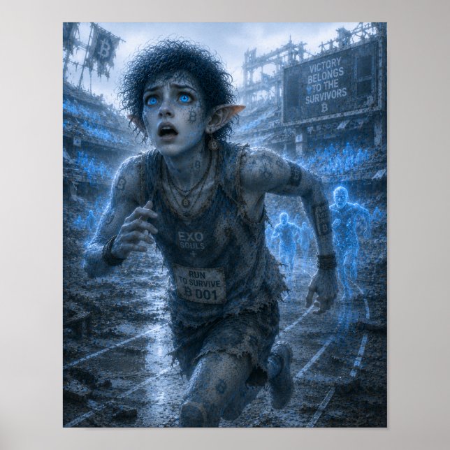 Angst / Läufer / zerstörtes Stadion Poster (Vorne)