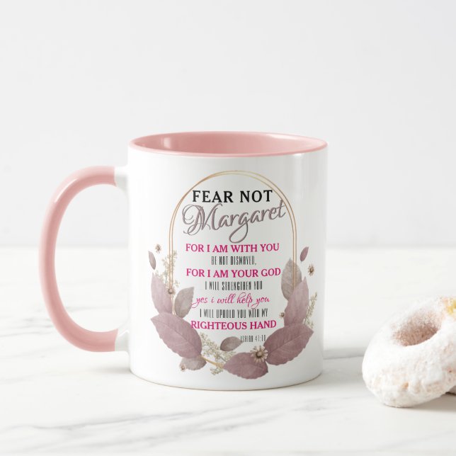Angst nicht Isaiah 41:10 Personalisierter Kaffee Tasse (Mit Donut)