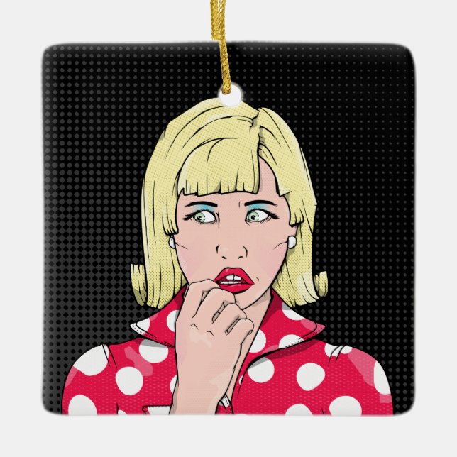 Angst Stress Pop Art Keramikornament (Vorderseite)