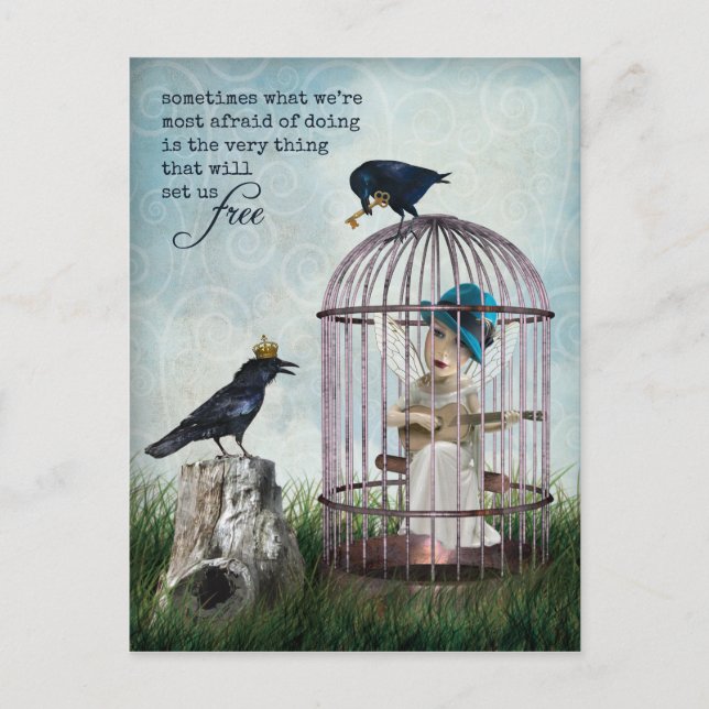 Angst und Freiheit Inspiration Zitat Postkarte (Vorderseite)