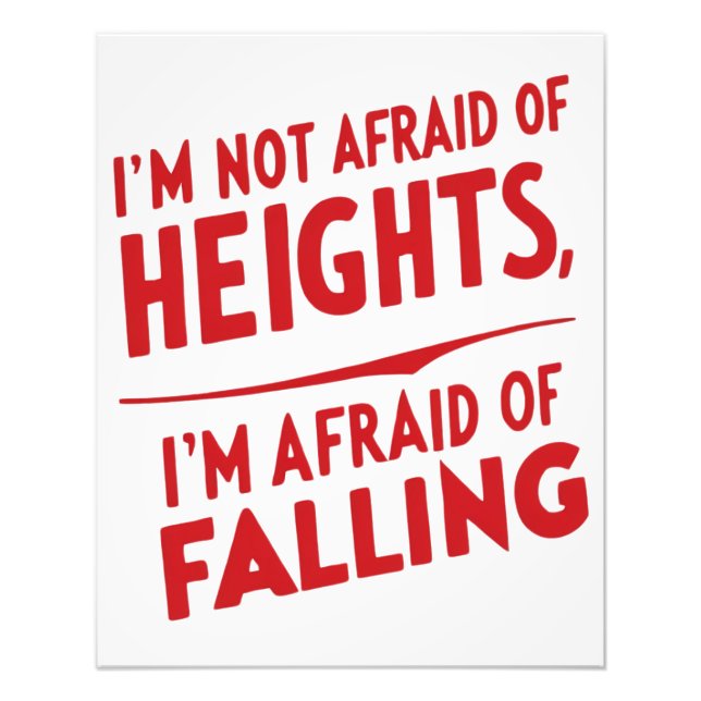 Angst vor dem Fall: Ein Typografie-Design Fotodruck (Vorne)