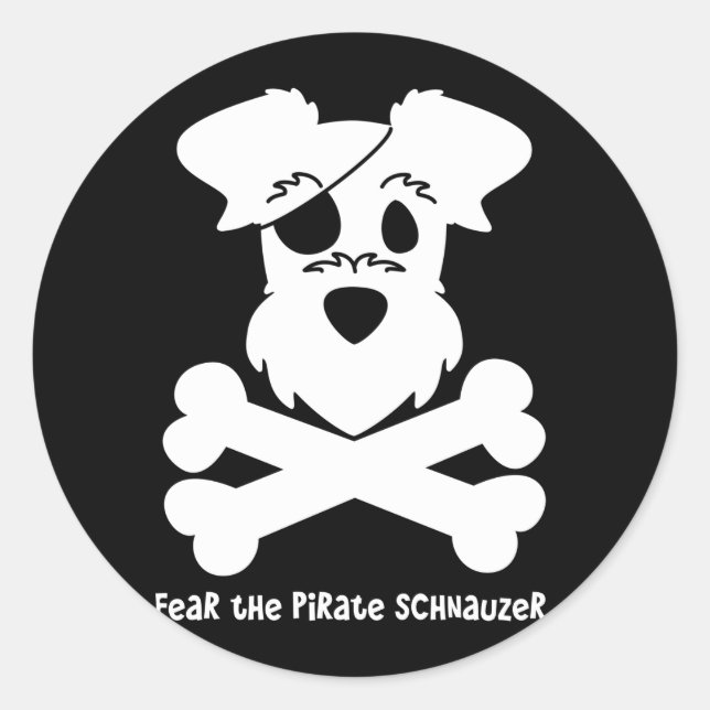 Angst vor dem Piraten Schnauzer Runder Aufkleber (Vorderseite)