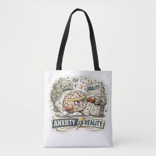 Angst vs Realität Lustiger Mentaler Gesundheits Hu Tasche