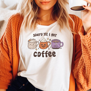 Angsteinflößend bis ich Kaffee bekomme Retro Hallo Tri-Blend Shirt