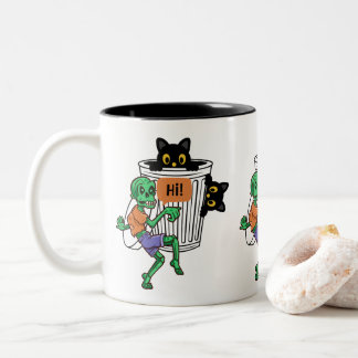 Angstkatze Halloween Zweifarbige Tasse
