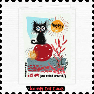 Angstkatze "Hurra" Geburtstag Karte