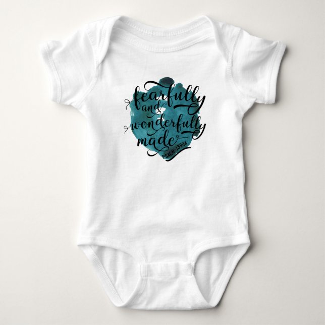 Ängstlich und wunderbar gemachtes Psalm-139:14 Baby Strampler (Vorderseite)
