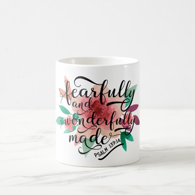 Ängstlich und wunderbar gemachtes Psalm-139:14 Kaffeetasse (Mittel)