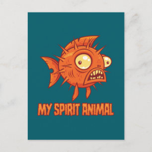 Ängstlicher Eigenartiger Kugelfisch Spirit-Tier Postkarte