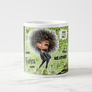 Angstloses Limettengrünes Afro-Mädchen Personalisi Jumbo-Tasse