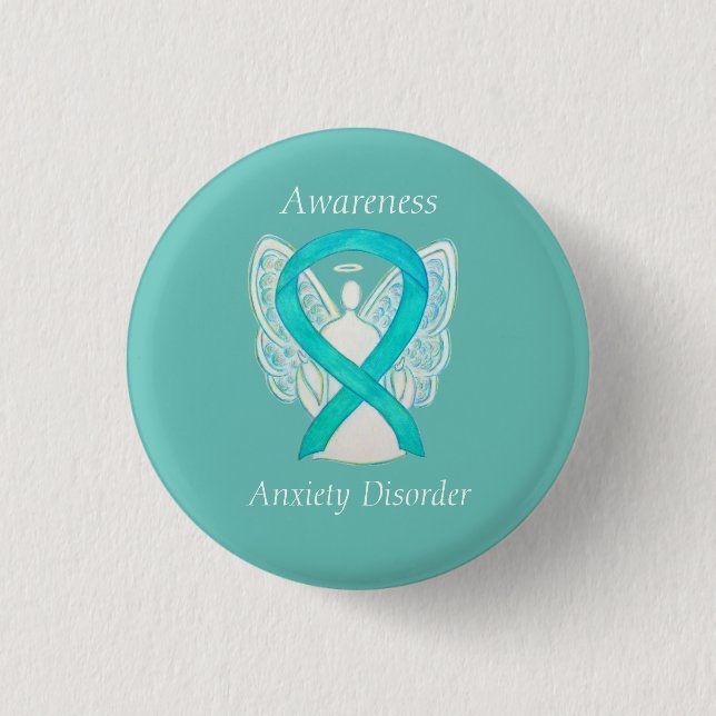 Angststörung Bewusstsein Angel Aquamarines Button  (Vorderseite)