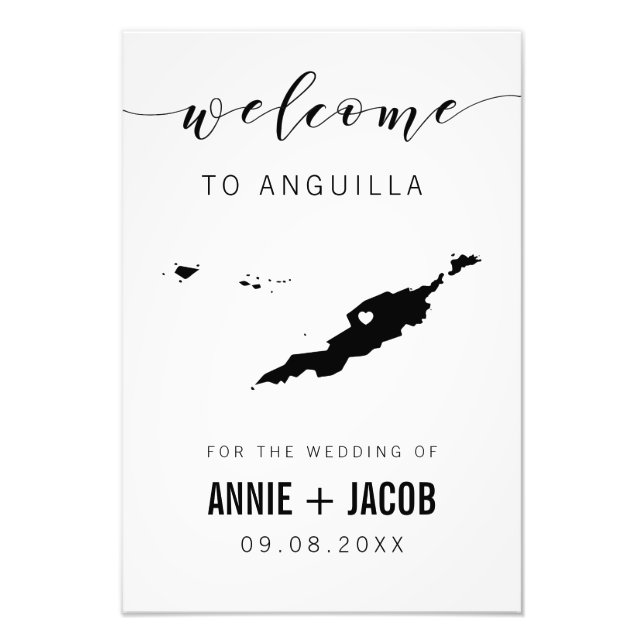 Anguilla Map Wedding Welcome Sign, Fotodruck (Vorne)