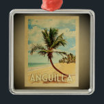 Anguilla Ornament Obelisk<br><div class="desc">Ein cooler Vintager Stil Anguilla-Ornament mit einer Palme an einem Sandstrand mit blauem Himmel und Ozean.</div>