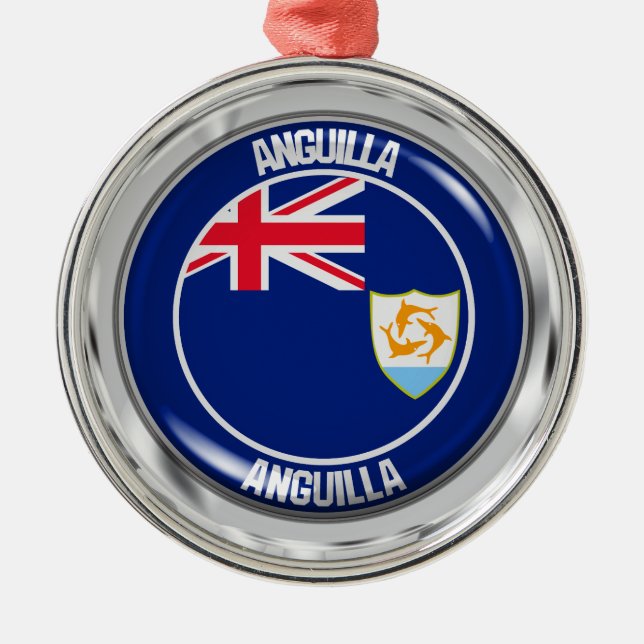 Anguilla Round Emblem Ornament Aus Metall (Vorne)