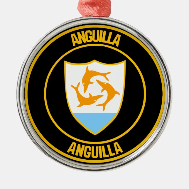 Anguilla Round Emblem Ornament Aus Metall (Vorne)