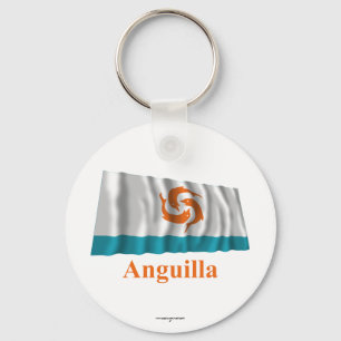 Anguilla Waving Local Flag mit Name Schlüsselanhänger
