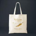 Anguilla Wedding Welcome Bag, Gold Tragetasche<br><div class="desc">Hochzeitswochenende Begrüßungsgeschenktasche für Gäste aus der Stadt,  um Ihre Hochzeit mit dem Bild von Anguilla. Fülle die Tasche mit deinen Lieblingsgoodies.</div>