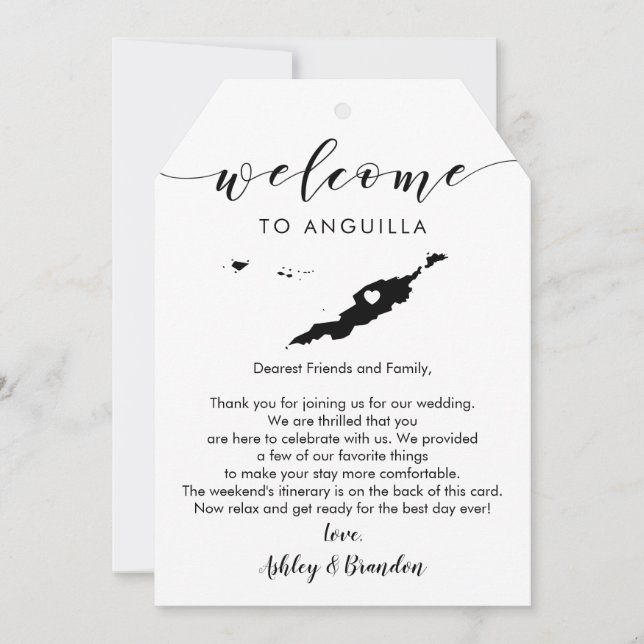 Anguilla Wedding Welcome Tag, Letter Itinerary (Vorderseite)