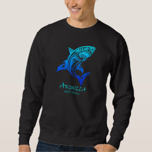 Anguilla West Indies Vintag Retro Tribal Shark Va Sweatshirt