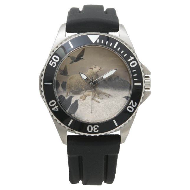 Anguisch: Schafe mit einem toten Lamm Armbanduhr (Vorderseite)