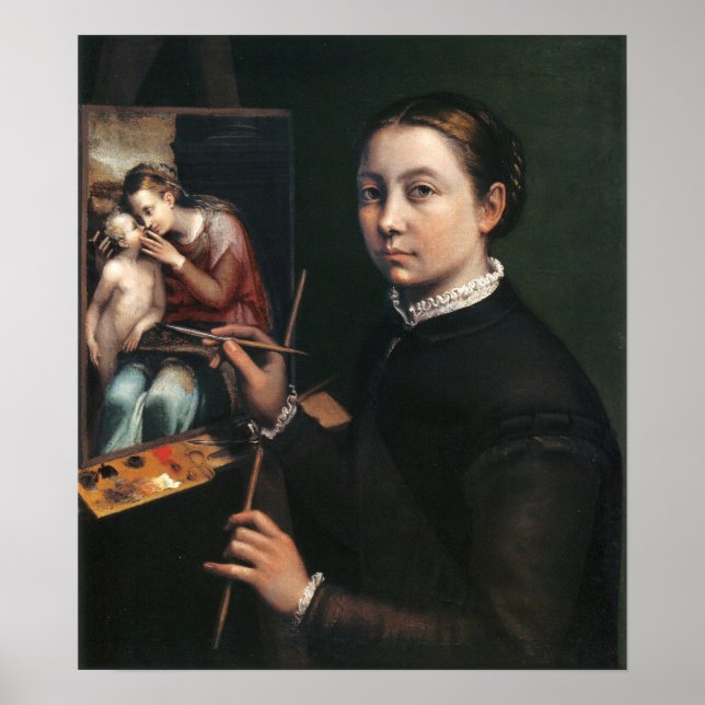 Anguissola - Selbstportrait auf einfache Malerei Poster (Vorne)