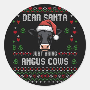 Angus-Kühe Weihnachten Rindfleisch Rinder Hässlich Runder Aufkleber