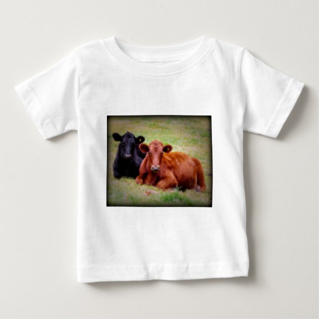 Angus-Liebe - Paar Vieh nebeneinander Baby T-shirt (Vorderseite)