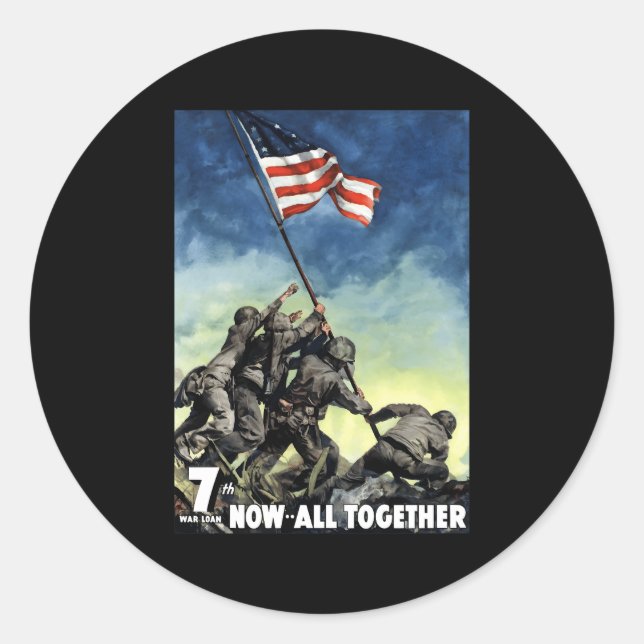 Anheben der Flagge auf Iwo Jima WW2 Runder Aufkleber (Vorderseite)