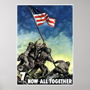 Anheben der Flagge auf Iwojima -- Grenze Poster