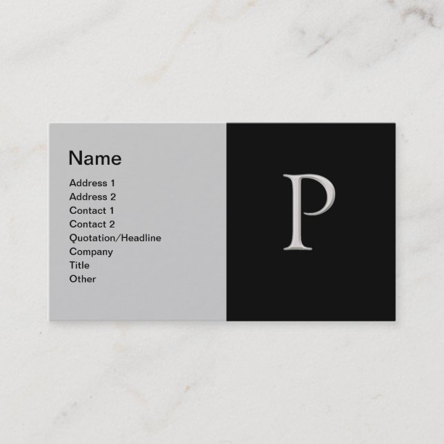 Anheben der "P"-Visitenkarte Visitenkarte (Vorderseite)
