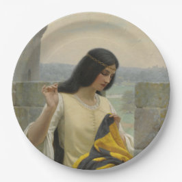 Anheften der Standardflagge (mittelalterliche Frau Pappteller