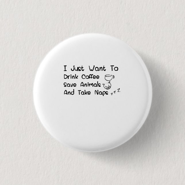 Anima Coffee Nap Lover Veterinarians Funny Gif Button (Vorderseite)