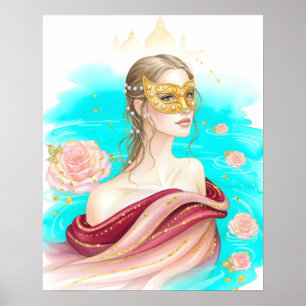 Anima della Laguna Venezianische Maske Aquarell Po Poster