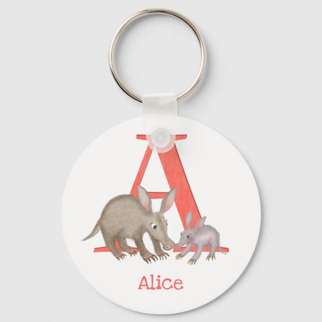 Animal ABC A is for aardvark key ring Schlüsselanhänger (Vorderseite)