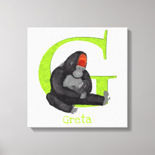 Animal ABC G ist für Gorilla Leinwand gedruckt