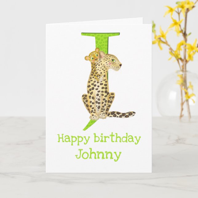 Animal ABC J est pour la carte d'anniversaire jagu (Fleur jaune)