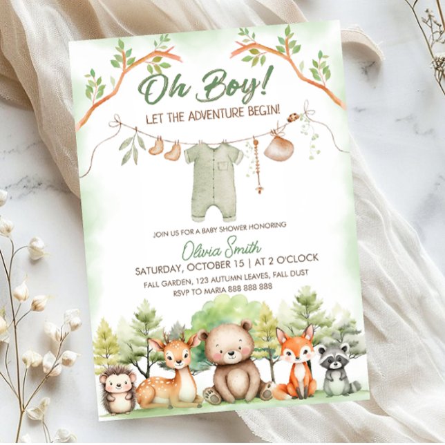 Animal Adventure clothesline baby shower Einladung (Von Creator hochgeladen)